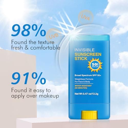 Invisible Sunscreen Stick SPF 50, Strong UVA/UVB Protection Sun Cream, Broad Spectrum, Water Resistant, Non-Greasy for Sensitive Skin, Travel Size Sunblock Stick for Face & Body — view 6
