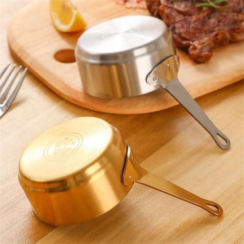 3 Piece Saucepan Set - Stainless Steel Pans, Stainless Steel Sauce Milk Pan Cooking Pot with Ergonomic Handle, Suitable for All Kitchen Stove Top(Gold) — view 5