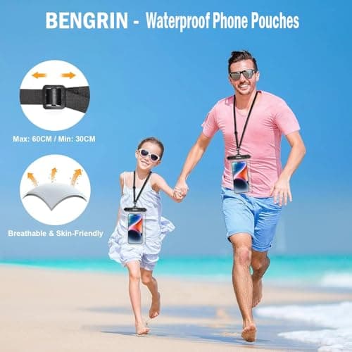 BENGRIN Waterproof Phone Pouches – 2 Universal Dry Bag Case for iPhone & Android, Touchscreen Friendly, IPX8 Certified, Floating Pouch for Swimming, Beach, Kayaking, Boating, Travel Accessor. uk — view 4
