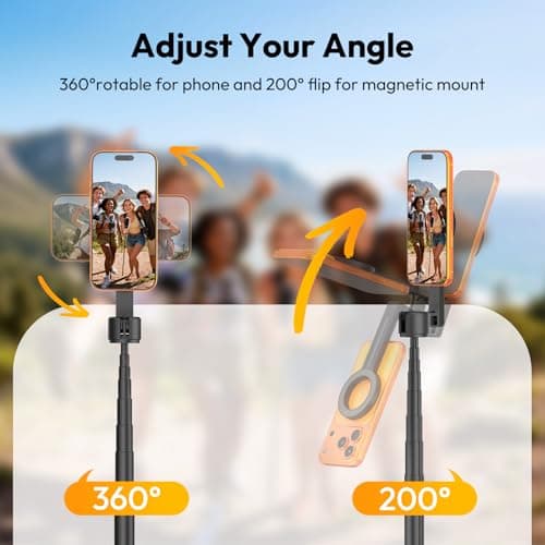 ULANZI SK26 Magnetic Phone Tripod, Retractable Selfie Stick for Vlogging | 15N Strong Magnet, One-Click Opening, Compatible with MagSafe, 200° Tilt, 10M Remote Control, Compatible with iPhone 17–12 — view 6