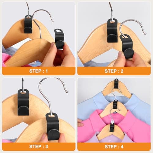 60 Pcs Hanger Connector Hooks, Space Saving Cascading Hanger Hooks, Black — view 4