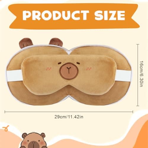 Alaoo Plush Travel Pillow and Eye Mask, Eye Mask Pillow with Cute Animal, Flight Plane Neck Pillows Play Companion for Adults and Children in Sleeping Airplane, Capybaras — view 2