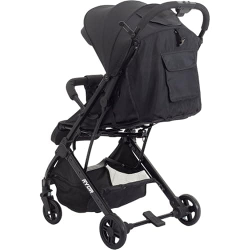 RYDR C8 Compact Travel Pushchair | Lightweight Baby Stroller/Pram/Buggy for 0–3 years/15kg | Easy One-Hand Fold, 5-Point Harness, Adjustable Back, Leg Rest and Canopy, Shopping Basket (Black) — view 2