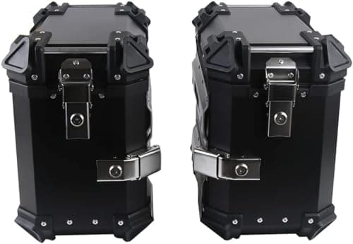 CORGLI 38L Rigid Side Bags for Motorcycle, Aluminium, Black