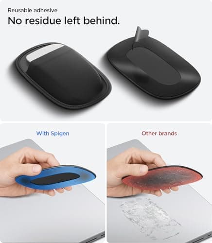 Spigen Ultra-Slim Stick-On Mouse Holder for Laptop, Premium Durable Fabric Mouse Pouch, Strong Adhesive & Tear-Resistant Storage Pocket for Wireless Mouse Compatible with Macbook Neo Pro Air and More — view 2