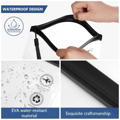 LOPHE Clear Travel Toiletry Bag TSA Approved, 20x20cm Airport Security Liquids Bag, Waterproof Cosmetic Bag with Handle (Black & Grey), 2 Pack Travel Accessories for Women & Men — view 3
