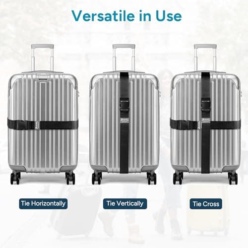 travel inspira Luggage Strap 2 Packs, Travel Suitcase Straps (Black) — view 3
