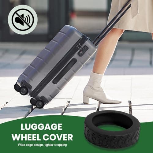 HMCEY 8 x Protective Suitcase Wheel Covers, Luggage Wheel Cover, Heavy Duty Suitcase Wheel Covers, Non-Slip Wheel Covers for Replacement, Repair – Black — view 5