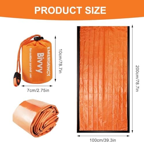 Emergency Sleeping Bag with 2Pcs Survival Blanket and Whistle, 200 x 100 cm — view 2