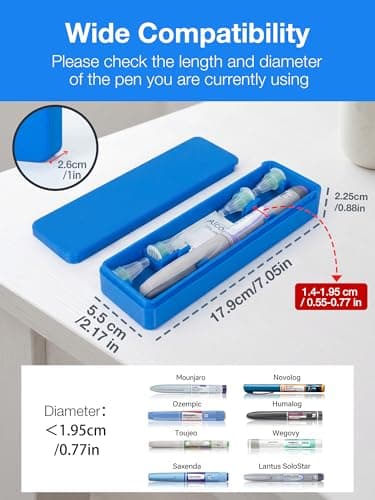 SUNMON Insulin Pen Travel Case, 3D Printing Case, Blue — view 2