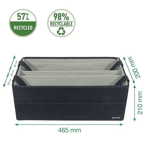 Leitz Fabric Hot Desking Work Bag & Storage Bag, Foldable Laptop Bag & Desk Tidy Organiser for Stationery & Laptop Accessories, w. Carry Handles, Velvet Grey, 64440089 — view 5