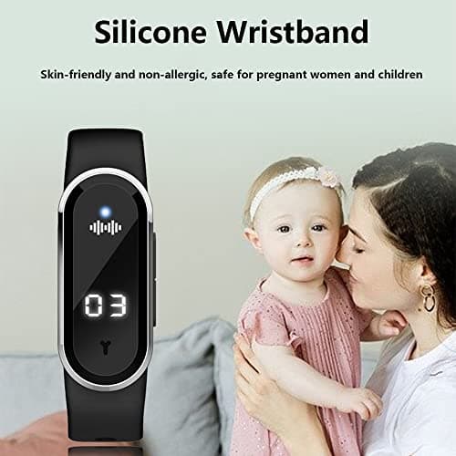 Ultrasonic Mosquito Repellent Bracelet, Electronic Bionic Mosquito Repellent Pest and Insect Repellent Sport Bracelet with Clock Display & Body Temperature Detection(White) — view 5