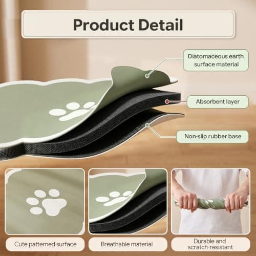 Guttiuaa 2 Pcs Pet Food Mat, 30x50cm Absorbent Dog Feeding Mats — view 3