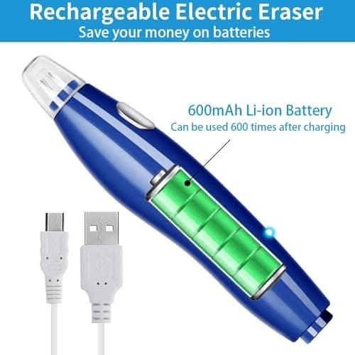 AFMAT Electric Eraser for Artists with 140 Refills, Rechargeable Electric Rubbers for Artists,2 Sizes,Automatic Portable Pencil Eraser for Drafting,Painting, Sketching, Detailer Tool-Blue EE15 — view 2