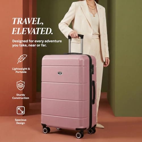 LUGG 28 Inch Jetset Suitcase Hard Shell Case 4 Wheel Travel bag Lightweight ABS Material with TSA Lock Approved for Travel with easyJet, British Airways, RyanAir, Virgin Atlantic, Emirates(75x49x29cm) — view 2