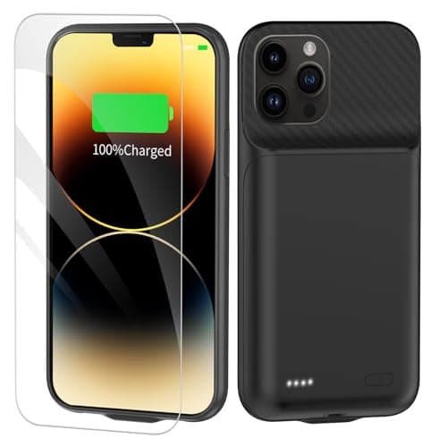 TAYUZH Battery Case compatible with iPhone 12 Pro Max, 13 Pro Max, 14 Pro Max, 14 Plus, 10000mAh Portable Rechargeable Charging Case, 6.7 Inch Black