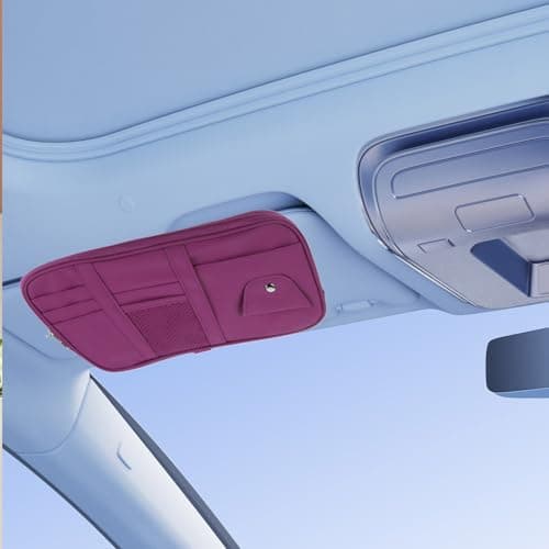 Purple PU Leather Multi Pocket Car Visor Organizer with Compartments — view 5