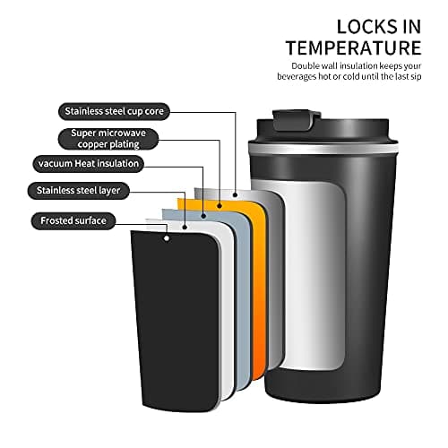 Big seller 17oz (500ml) Vacuum Insulated Travel Mug, Leakproof Double Wall Stainless Steel Reusable Coffee Cup with Lid for Hot & Cold Drinks, Blue — view 2