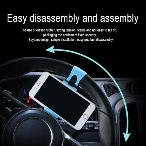 KANDUJIMU Car Steering Wheel Phone Mount, Blue, Portable Electronic Device Mount, Compatible with iPhone and Samsung (Blue) — view 5