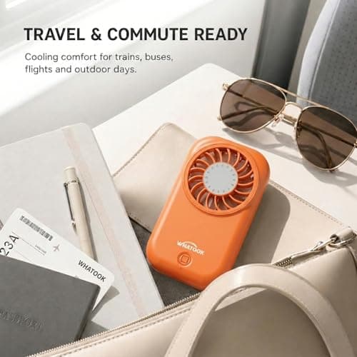 WHATOOK Mini Handheld Turbo Fan: 0.59in Ultra-Slim & 0.12lbs Light Pocket Fan, 11000 RPM Power, USB-C Rechargeable Portable Small Personal Hand Fan for Travel Essentials, Outdoor, Gift, Orange — view 6