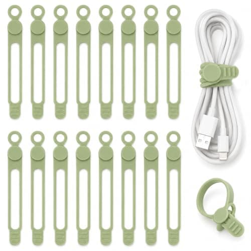 20 Pcs Cable Ties Reusable Silicone Cable Straps, for Cable Management
