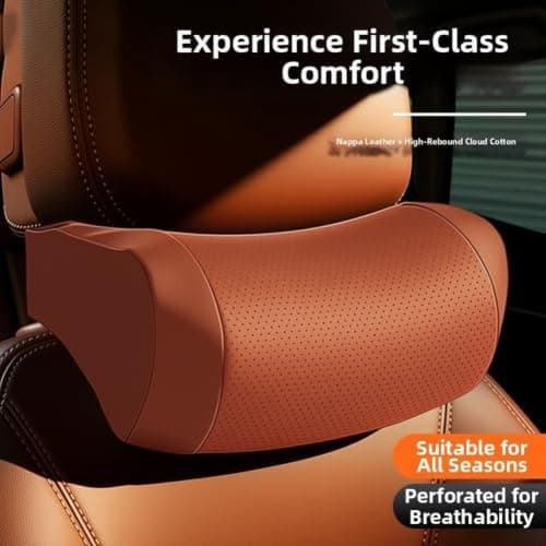 Car Neck Pillow Memory Foam - Ergonomic Cervical Support for Pain Relief & Fatigue Reduction - Breathable Headrest Cushion with Adjustable Straps for Wide Fit(White) — view 3