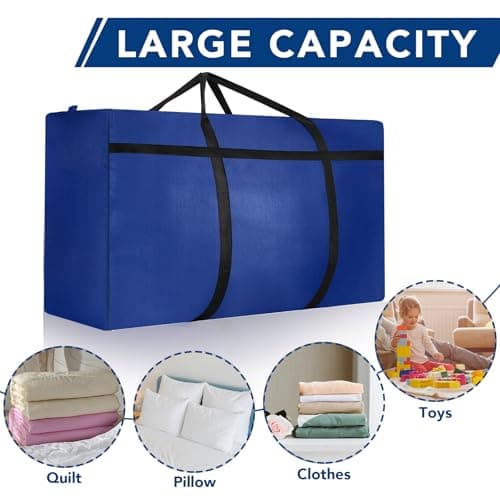 4 Pack 180L Jumbo Moving Bags, Storage Bags, Moving Box with Zip, Blue — view 4