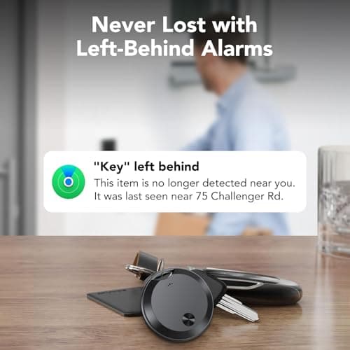 Tracker Tags Bluetooth Item Finder-4Pack，Compatible with Apple Find My APP (iOS Only) Replaceable Battery, IP67 Waterproof, Suitable for Luggage, Bags, Wallets, Backpacks, Keys Tracking Tag, Black — view 4
