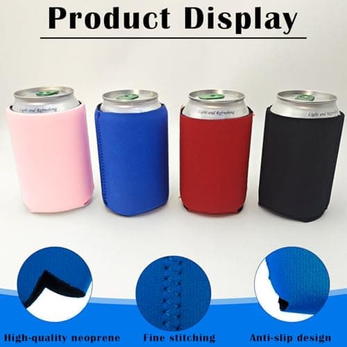 5 Pack Beer Cooler Sleeve, Insulated Can Coolers for Beer Bottles and Cans, Non-Slip Design in Navy Blue Red Black Dark Blue Pink, Ideal for Bars Outdoor Events and Celebrations — view 3