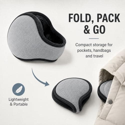 NWDEY 2 Pack Winter Warmers Ear Muffs for Women and Men，Black*Light Grey — view 6