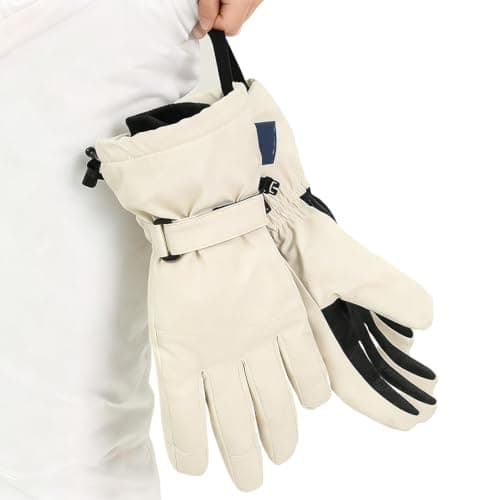 NexusGoods Thermal Touchscreen Ski Gloves - Waterproof & Insulated Snow Gloves for Men and Women For Snowboarding Ice Skating Winter Sports (Beige,S)