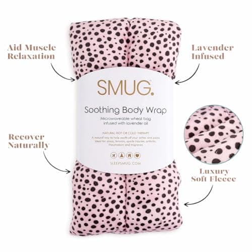 SMUG Wheat Bags Microwavable Neck & Shoulder | Soothing Heat Bags Microwavable | Hot & Cool Therapy | Lavender Oil | Pain Relief for Muscles, Joints & Migraines, Period Pain & Cramps | Pink Dalmatian — view 3