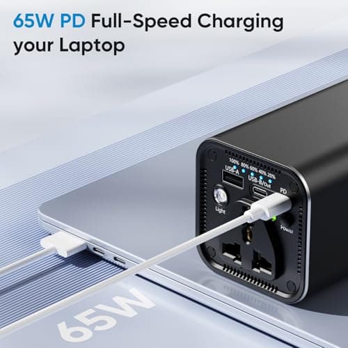 Laptop Power Bank with AC Outlet, 27000mAh 100W Portabale External Battery Pack, PD 65W Dual-Way Fast Charging Laptop Charger Battery for Business Travel Outdoor Camping Home Emergency Outage — view 2