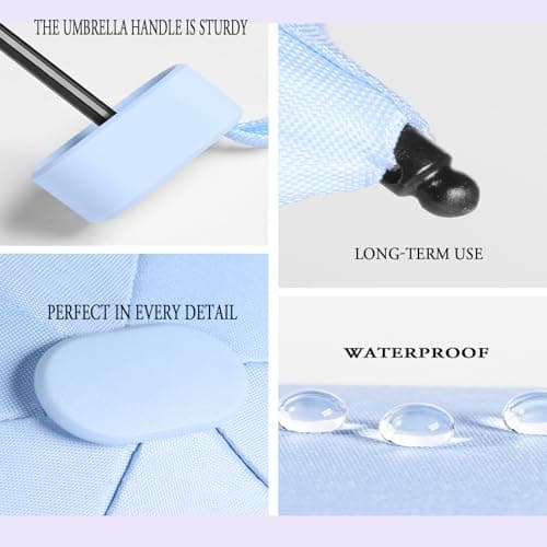 BICUIYIT Mini Folding Travel Umbrella|Pocket Umbrella, Uv Protection & Storage Box | Portable, Compact & Lightweight For Outdoor, Office, Car & Daily Use | For Women, Men & Girls (Orange) — view 4