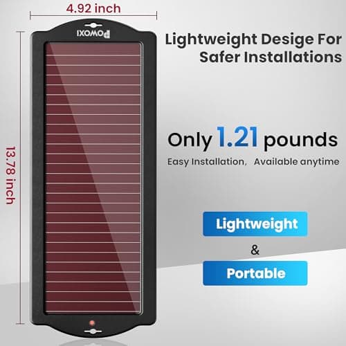 POWOXI Solar Car Battery Charger with Amorphous Solar Panel for 12V Battery — view 5