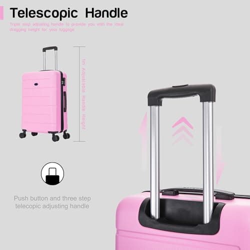Aerostar 20” Lightweight Small Hard Suitcase Cabin Hand Luggage 4 Spinner Wheels Carry On 55x35x20 | Accepted on All Airlines easyjet, RyanAir, British Airways, Emirates & More (Pink, 35 Litre) — view 4