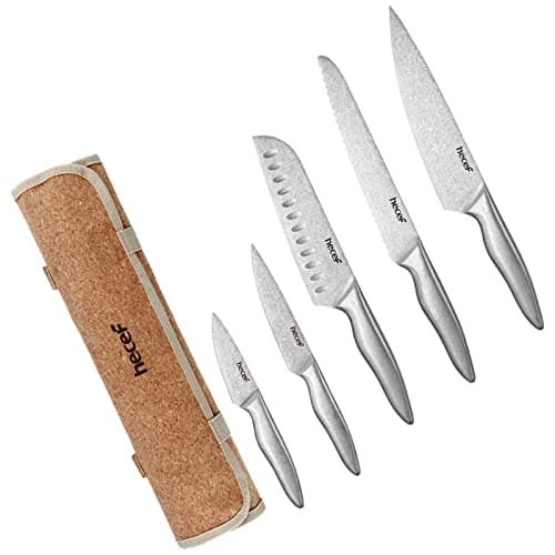hecef Portable Kitchen Knife Set - Roll Bag for Camping & BBQ