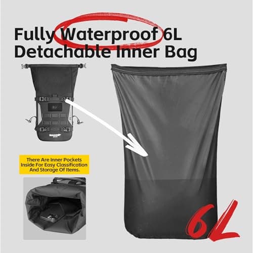 Rhinowalk Motorcycle Crash Bar Bag Waterproof Motorcycle Saddle Bag Side Bag 6L (Expandable to 7L) Black Leaf Pattern — view 3
