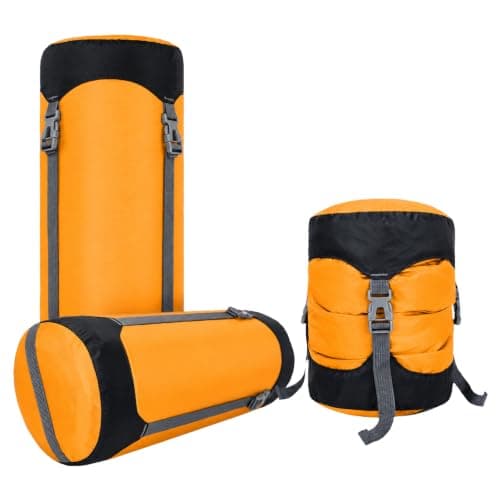 Guerity Compression Stuff Sack,Waterproof Sleeping Bag Compression Sack, 11L/18L/30L/ Outdoor Storage Bag Stuff Sack for Camping Hiking Backpack (Orange, 18 L)