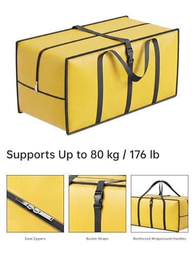 NiHome 4 Pack 92 L Heavy-Duty Moving Bags with Zip and Handles, Yellow — view 4