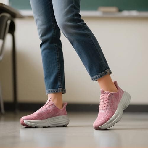 ALLSWIFIT Women's Slip On Walking Shoes Running Sneakers,Pink,6 — view 2