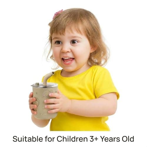 PandaEar 2 Pack Sippy Cup Stainless Steel – Baby Cup, Non Spill Toddler Cup with Straw, Baby Straw Cup & Weaning Cup for Toddlers, Spill Proof Drinking Cup (260ml) — view 2