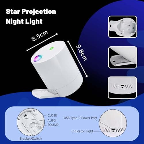 CAIYUE Star Projector Galaxy Projector, Exquisite Nebula Night Light Projector, Ocean Wave Galaxy Light with Remote Control,with Adjustable Speed and Brightness, Adults, Bedroom,Party — view 6