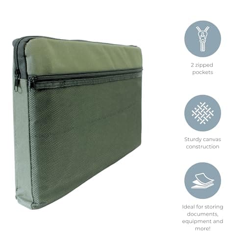 Cathedral Products A4 Canvas Document Bag with Zip and Outer Mesh Pocket - Green — view 3