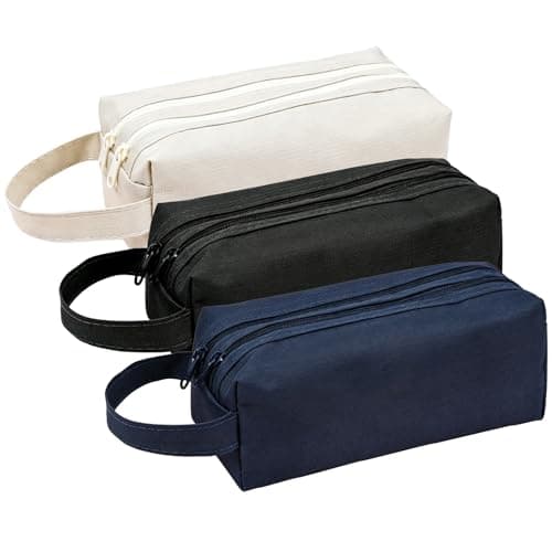 Toiletries Bag Men, Small Wash Bag for Travel Essentials, Compact Toiletry Bag for Gym and Outdoor Use, Oxford Fabric Toiletry Bag Small in Navy Beige Black