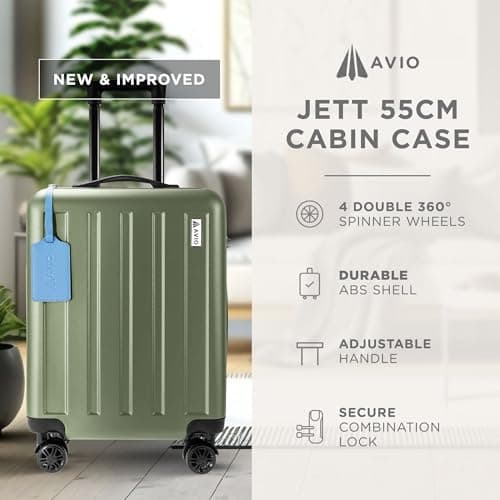 AVIO 55cm Cabin Suitcase | Lightweight Four-Wheel Spinner Lock - Dark Green — view 2