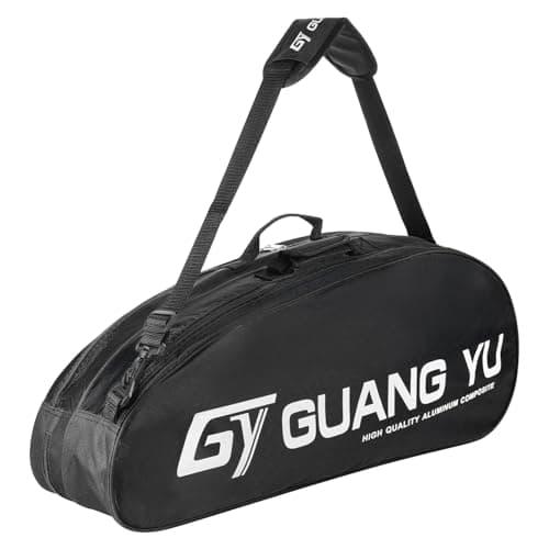 ITODA Large Capacity Waterproof Tennis Bag 6 Pack Badminton Racquet Handbag Portable Squash Racket Carrying Bag Adjustable Strap Battledore Sport Duffel Gym Equipment Carry Case Black — view 6