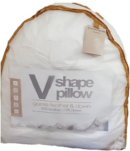 HOUSEHOLD DISCOUNTS LTD V-Shape Duck/Goose Feather & Down Neck Support Pillow, Orthopaedic & Pregnancy (Goose filling v pillow)