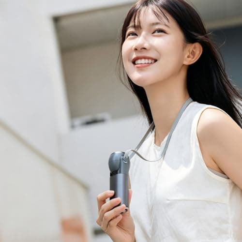Portable Handheld Fan with Turbo Cooling,10H Cooling Mini Neck Fan,180° Rotatable Turbo Fan with Holder Lanyard,USB Rechargeable,Power LED Display,1-100 Speed Scroll Wheel,for Travel, Outdoor,Black — view 3