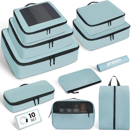 Prezon Packing Cubes for Suitcase 10 Set, Lightweight Luggage Packing Organizers Packing Cubes for Travel Accessories - Teal